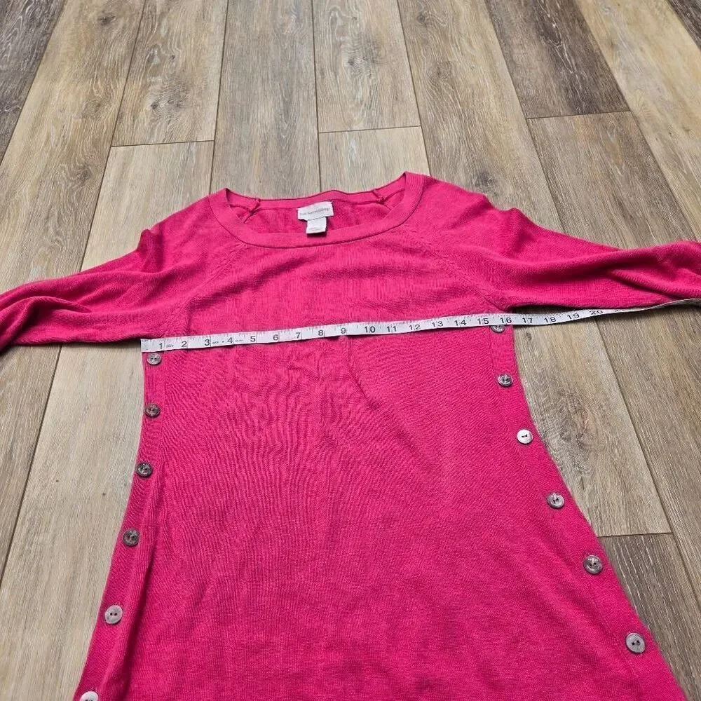 Soft Surroundings pink sweater pink with button details 3/4 sleeve cotton xs